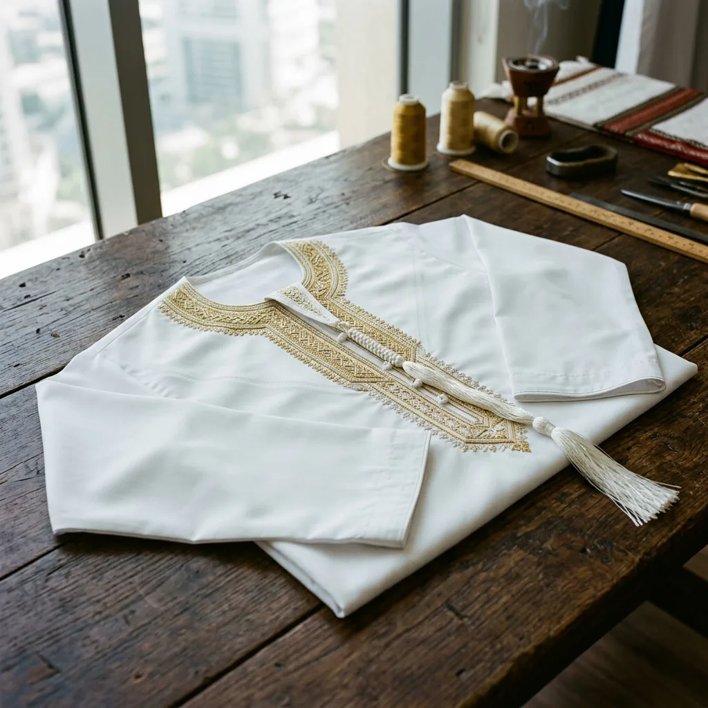 Finished Handcrafted Emirati Kandura Masterpiece